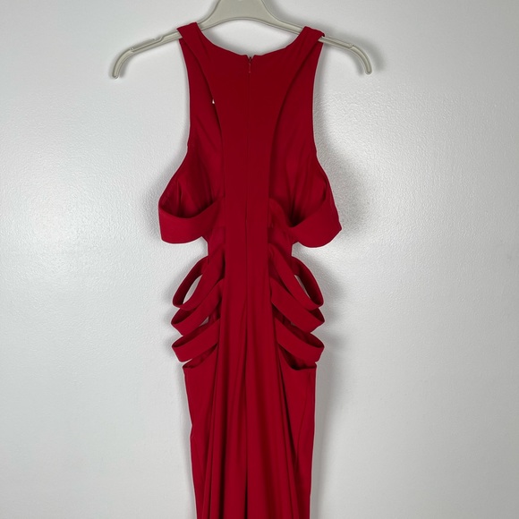 Faviana Red Waist Cut Out Prom Dress Size 6 - Picture 4 of 9